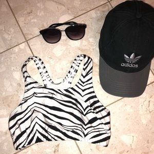 Zebra pizzazz sports bra